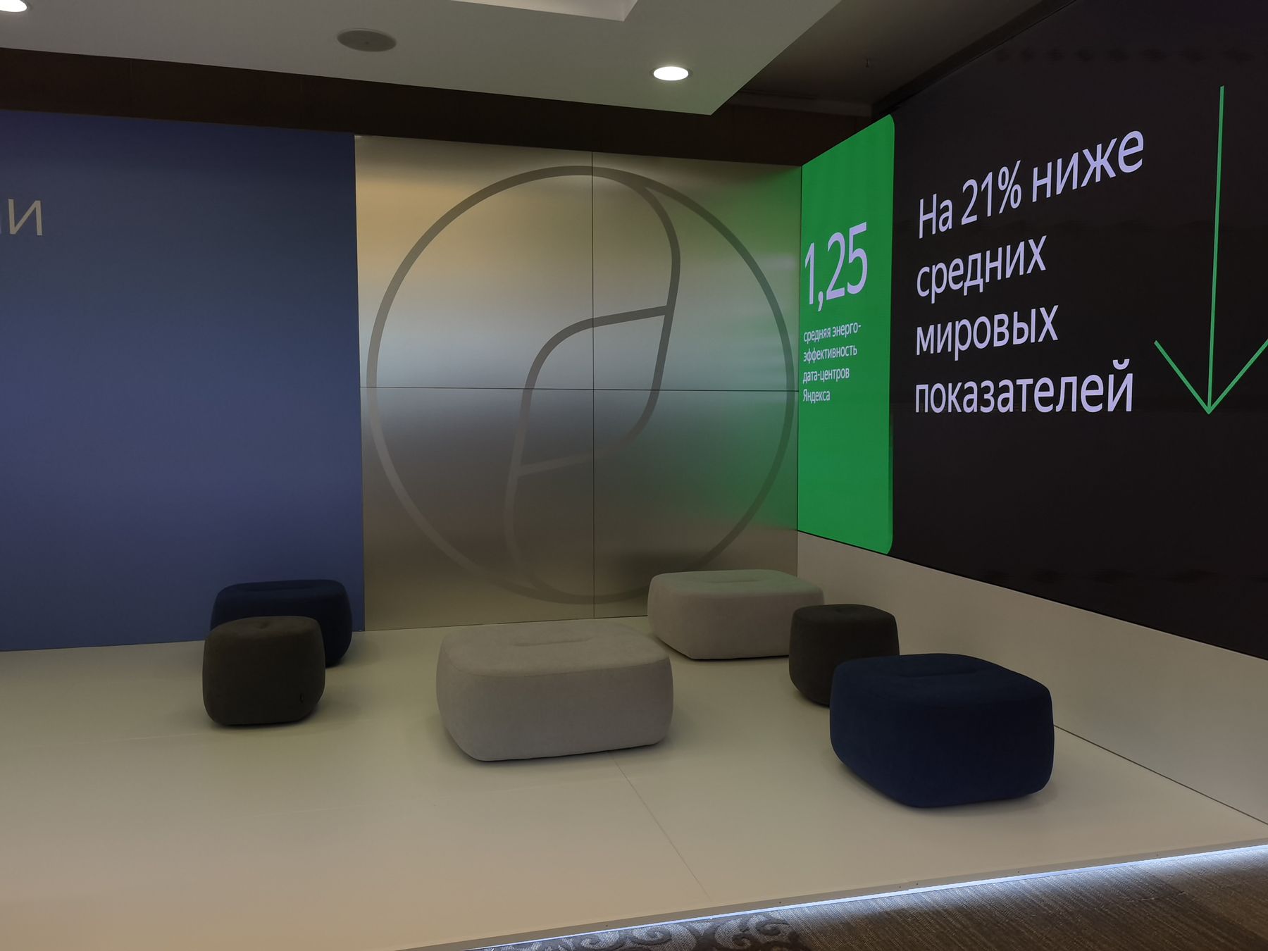 Зона отдыха стенда, инфографика «на 21% ниже средних мировых показателей»