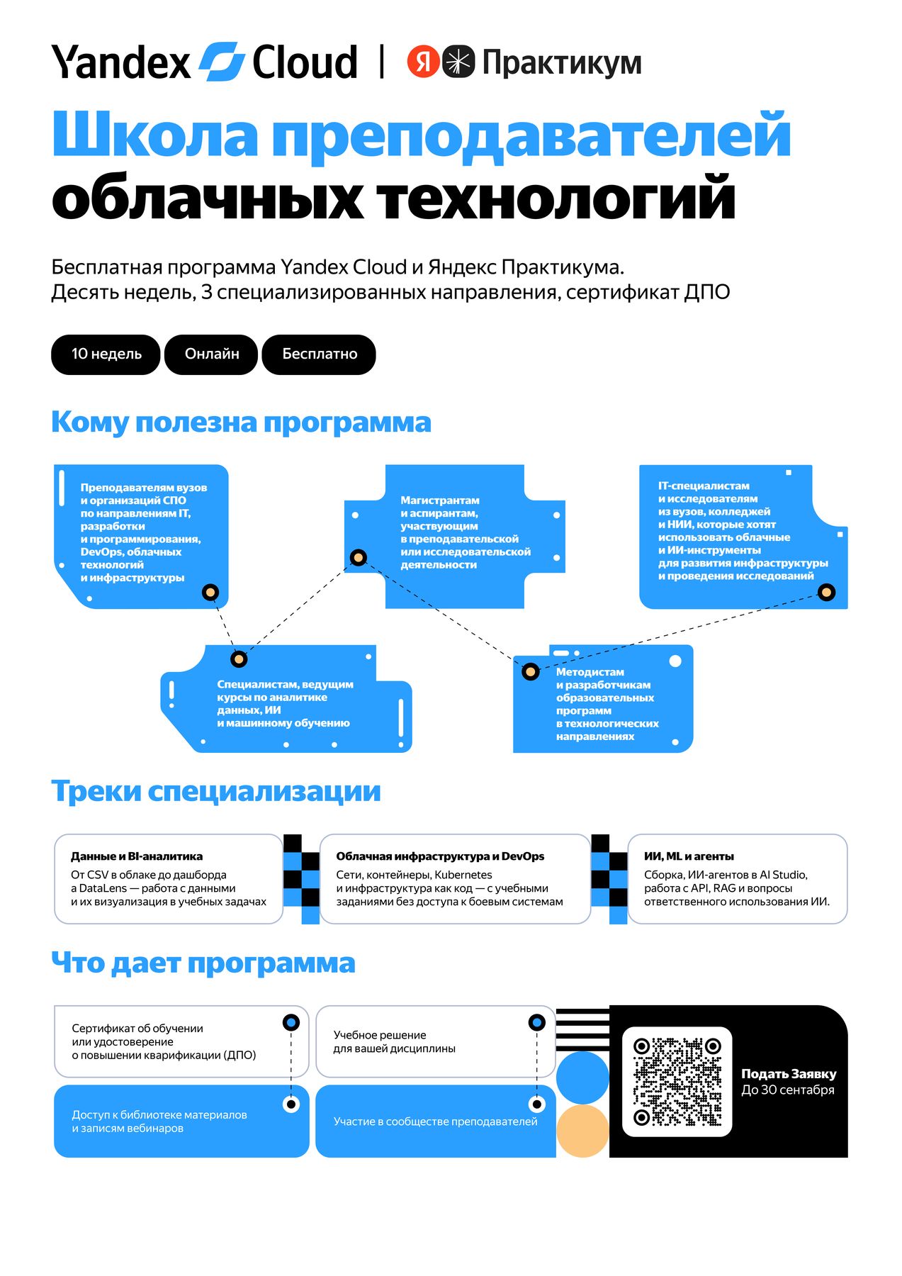 Плакат «Школа преподавателей облачных технологий» Yandex Cloud и Яндекс Практикума, макет к печати (2026)